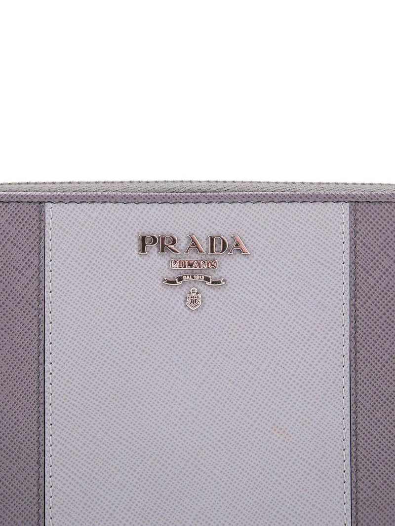 Prada Tessuto Leather Zip Around Wallet Grey-designer resale