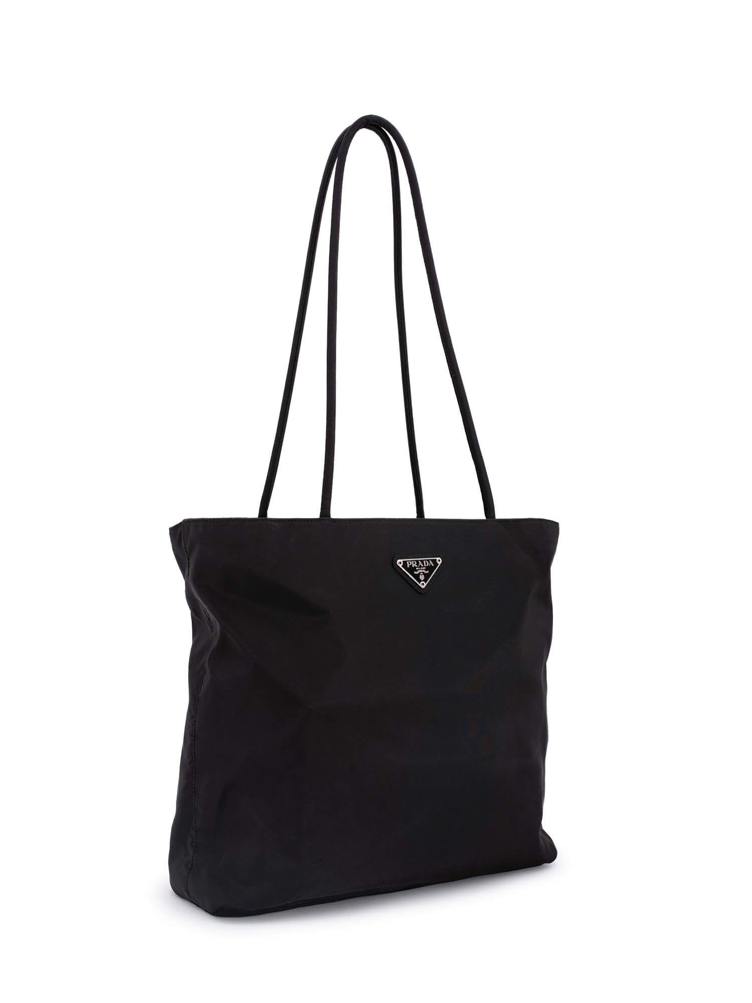 Prada Tessuto Nylon Shoulder Bucket Bag Black-designer resale