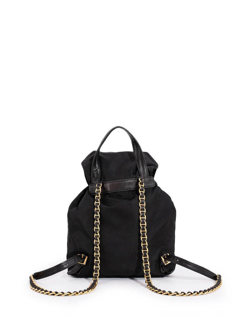black mini backpack designer Prada Tessuto Vela Chain Mini Backpack Black