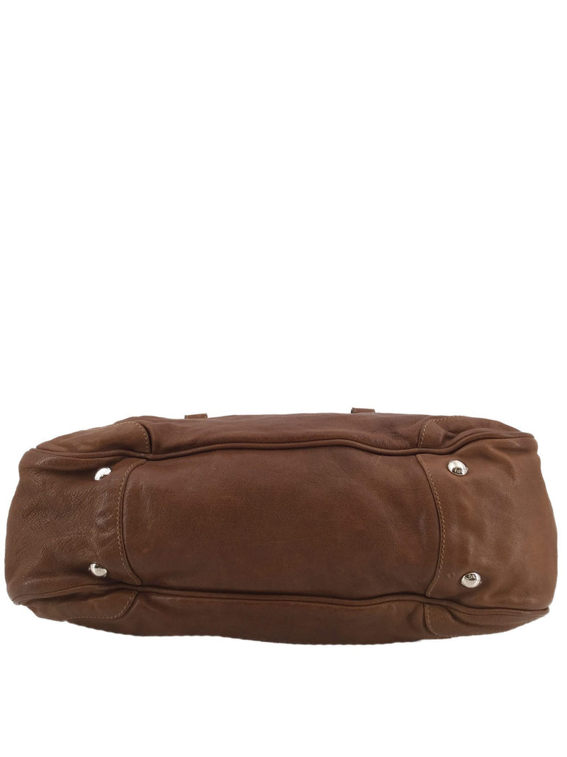 Prada Top Chain Handle Medium Satchel Brown-designer resale