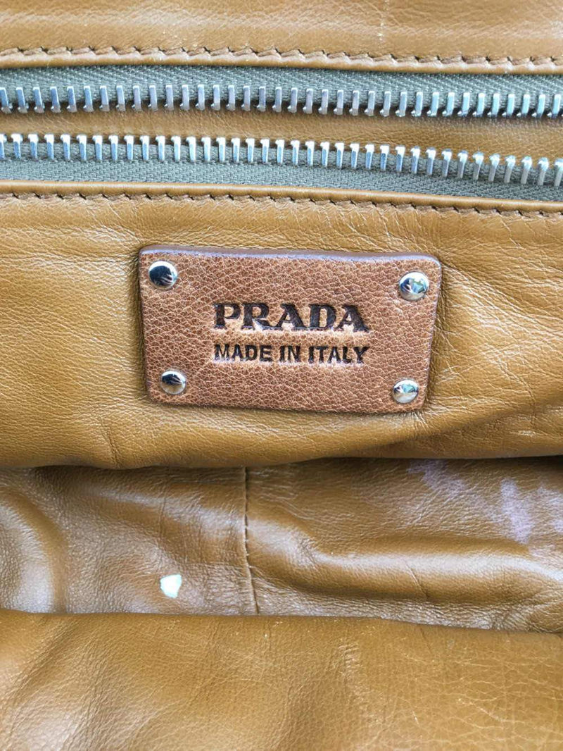 Prada Top Chain Handle Medium Satchel Brown-designer resale