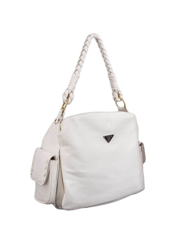Prada Vitello Daino Braided Shoulder Bag White-designer resale