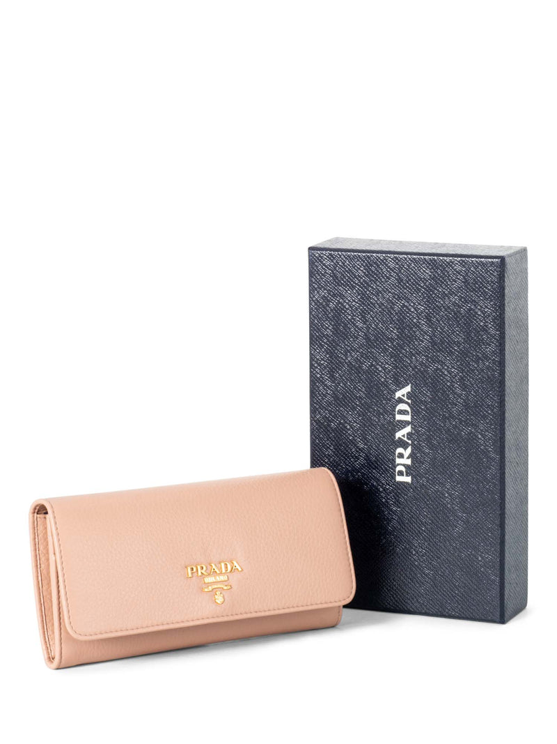 Prada Vitello Leather Continental Flap Wallet Nude-designer resale