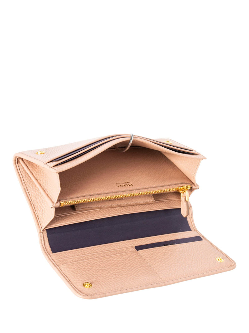 Prada Vitello Leather Continental Flap Wallet Nude-designer resale