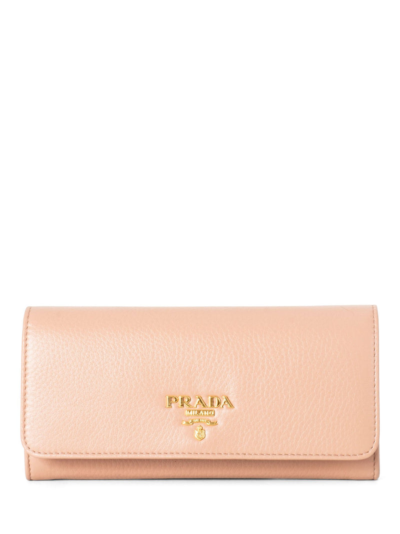 Prada Vitello Leather Continental Flap Wallet Nude-designer resale