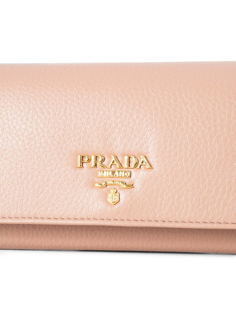 Prada Vitello Leather Continental Flap Wallet Nude-designer resale