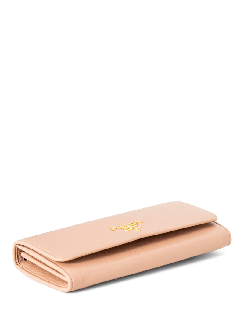 Prada Vitello Leather Continental Flap Wallet Nude-designer resale