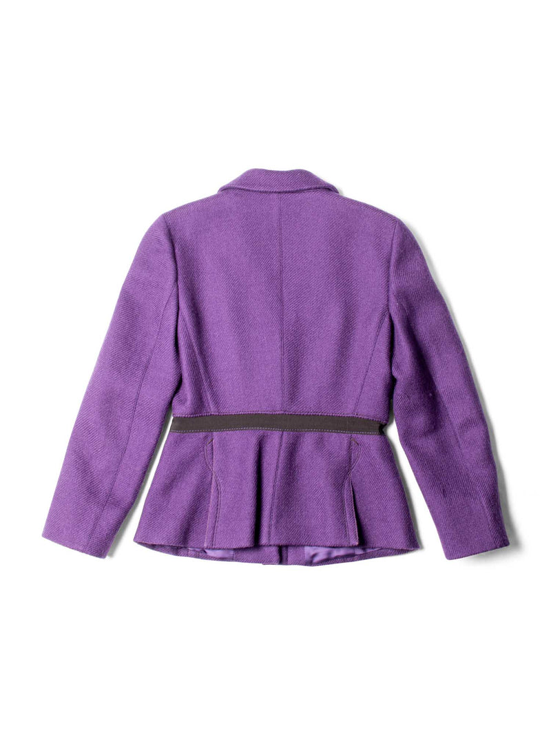 Prada Wool Pleated Skirt Suit Purple Brown-designer resale