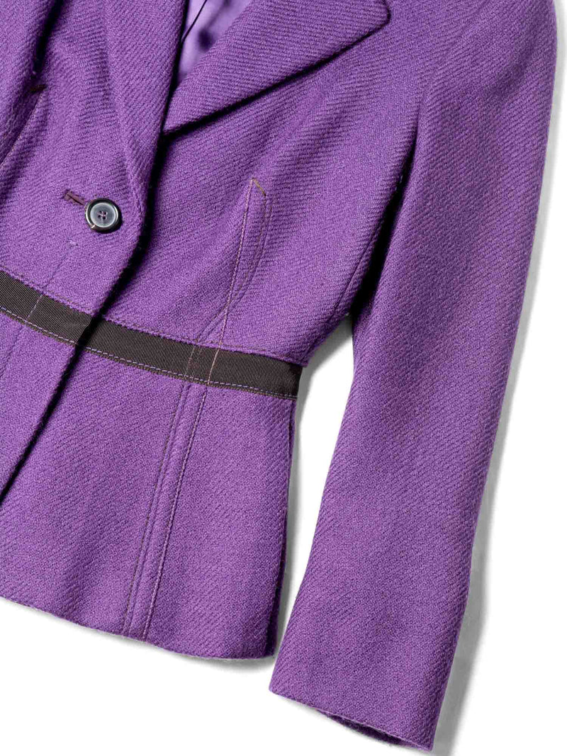 Prada Wool Pleated Skirt Suit Purple Brown-designer resale