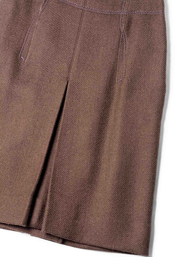 Prada Wool Pleated Skirt Suit Purple Brown-designer resale