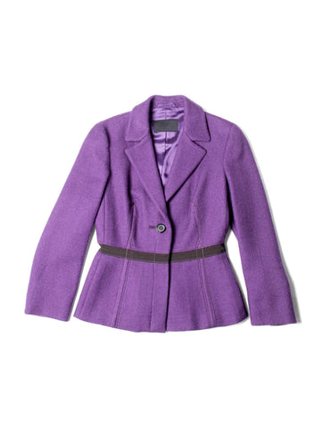 Prada Wool Pleated Skirt Suit Purple Brown-designer resale