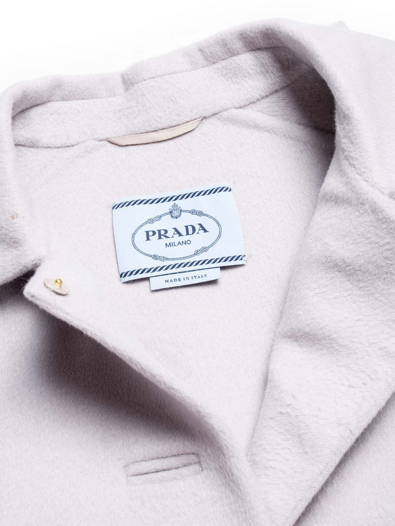 Prada Wool Short Coat Pastel Grey-designer resale