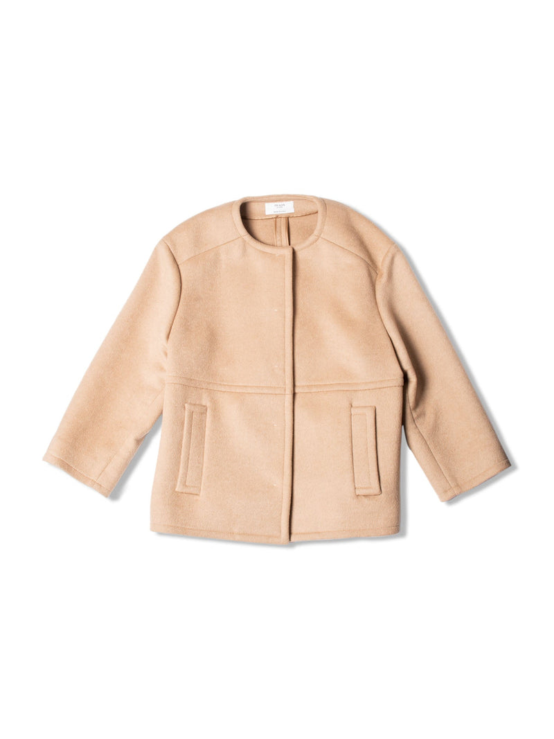 Prada Wool Short Jacket Camel Brown-designer resale