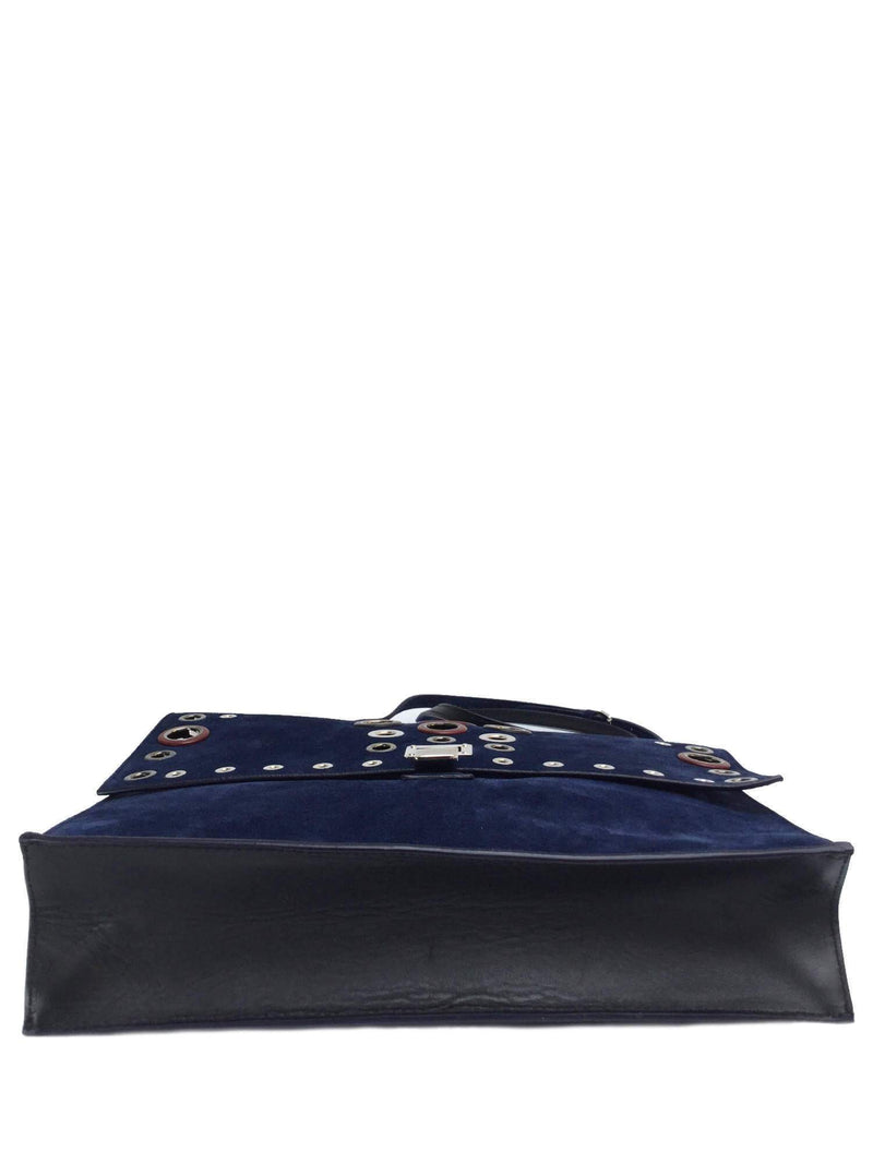 Proenza Schouler Leather Grommet Small Lunch Bag Blue-designer resale