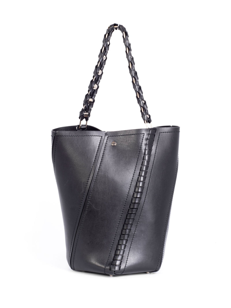 Proenza Schouler Leather Hex Large Bucket Bag with Pouch Black-designer resale