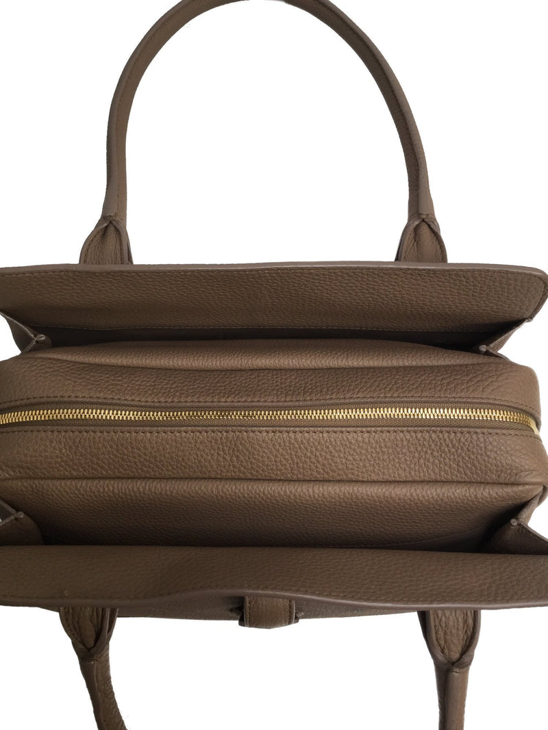 Promenade Taupe Leather Bag Gold Hardware-designer resale