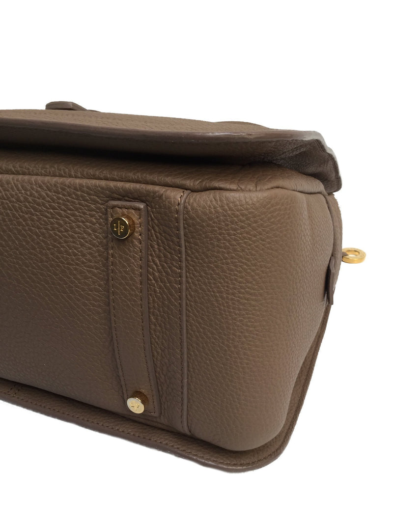 Promenade Taupe Leather Bag Gold Hardware-designer resale