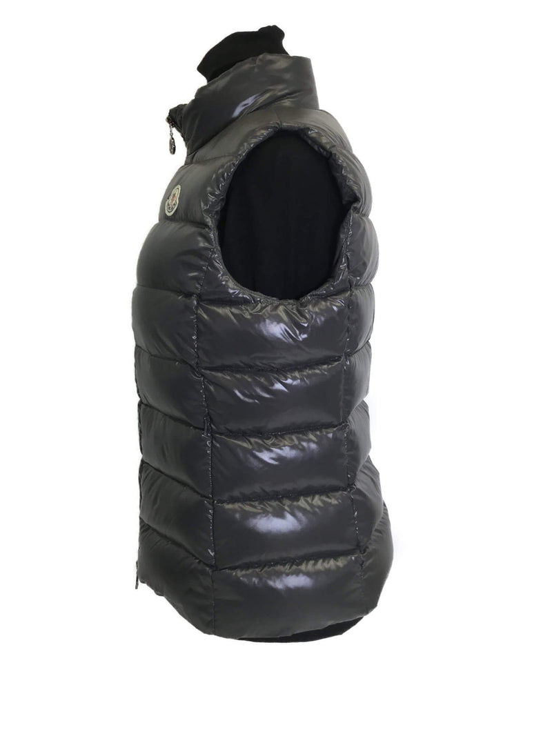 Quilted Down Puffer Vest Grey-designer resale