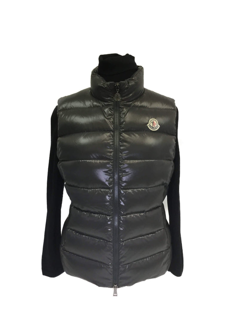 Quilted Down Puffer Vest Grey-designer resale