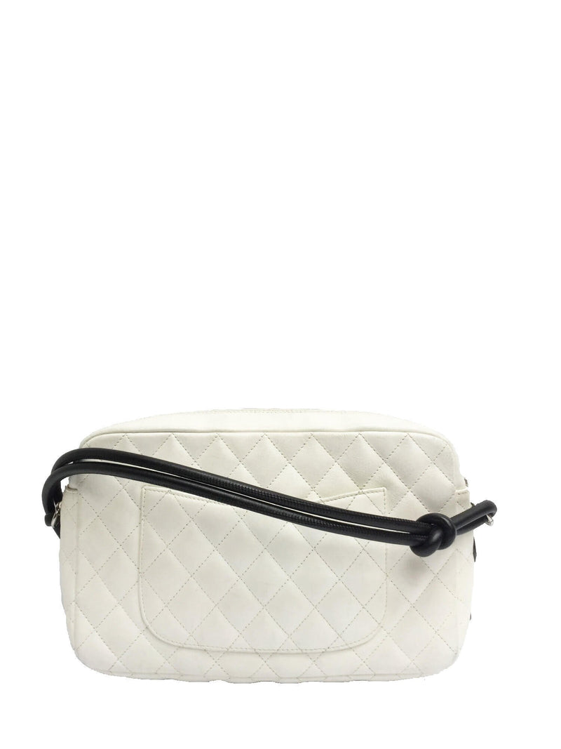 Quilted Leather Cambon Camera Bag White-designer resale