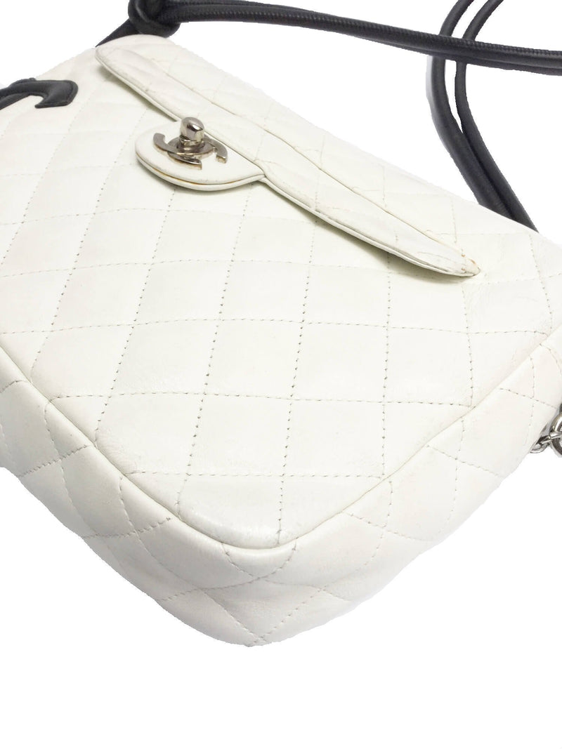 Quilted Leather Cambon Camera Bag White-designer resale