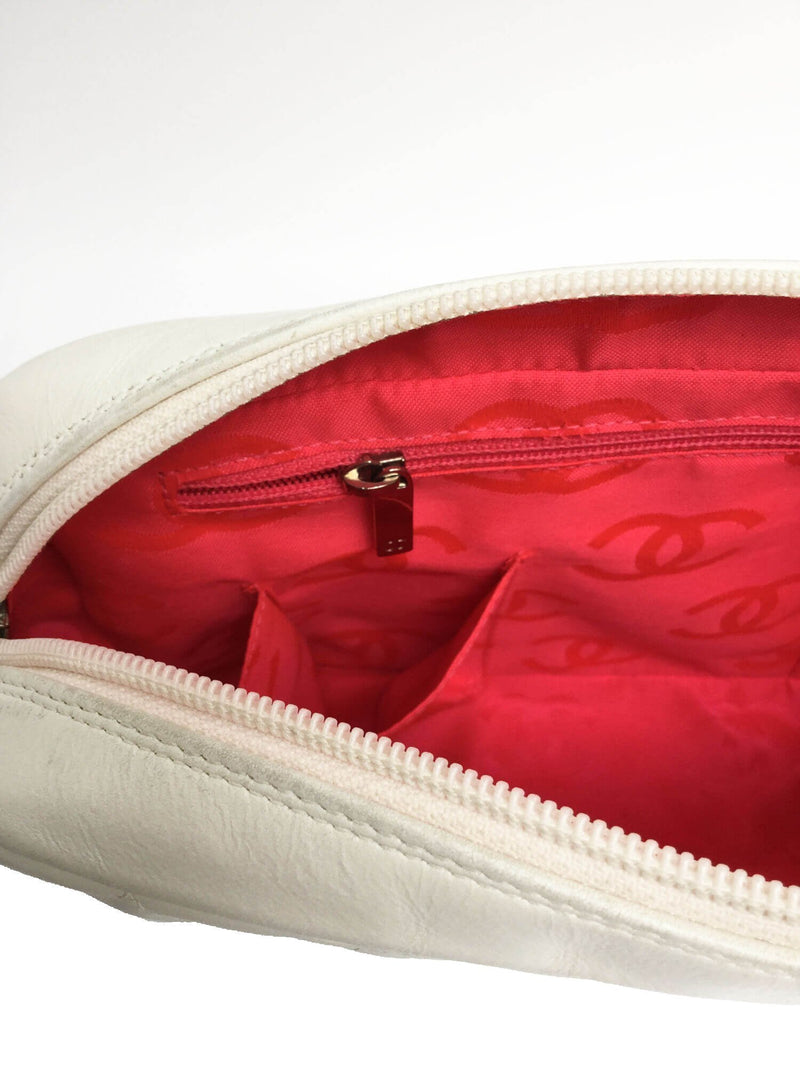 Quilted Leather Cambon Camera Bag White-designer resale
