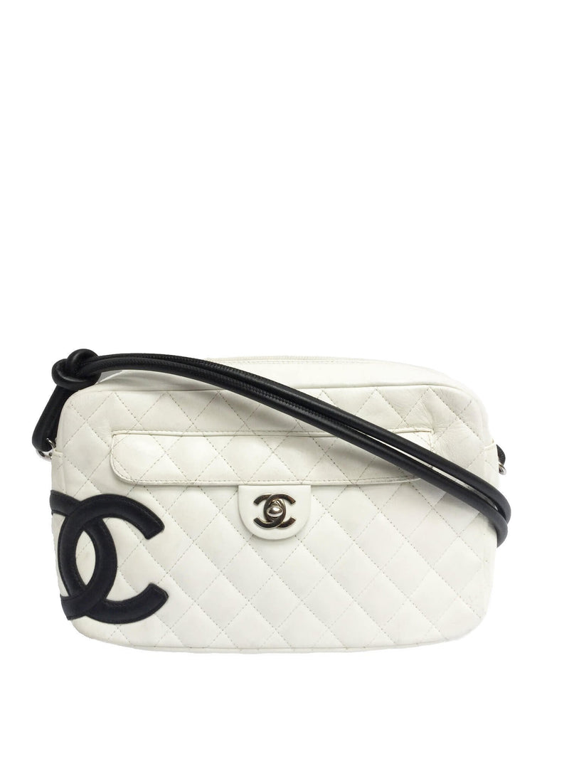 Chanel Cambon Cc Ligne Quilted Bicolor Cross Body 234391 Black X