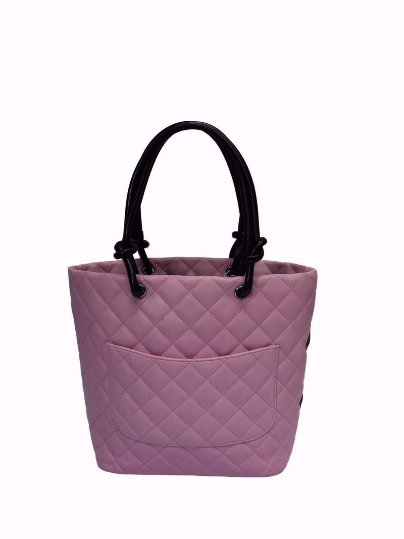 Quilted Leather Cambon Tote Pink-designer resale