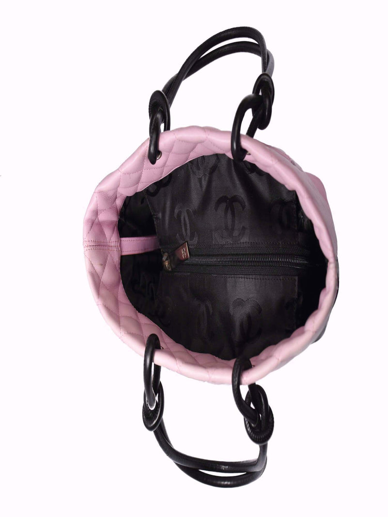 Quilted Leather Cambon Tote Pink-designer resale