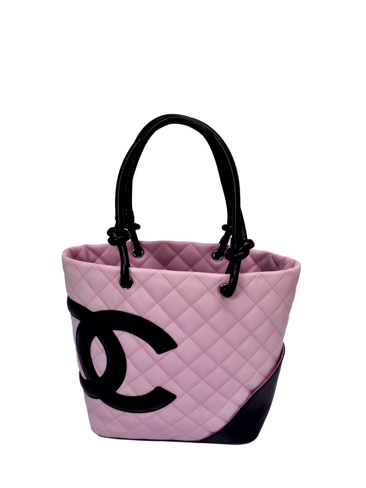Quilted Leather Cambon Tote Pink-designer resale
