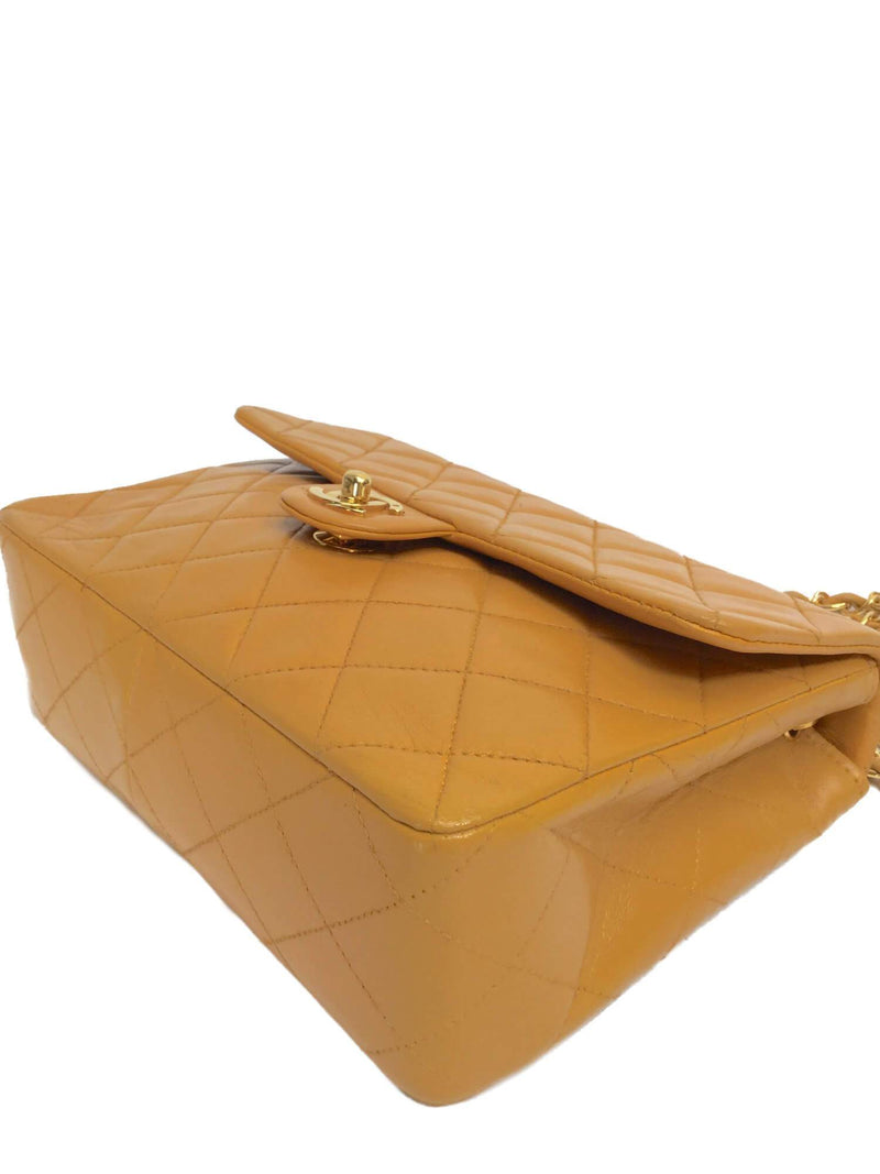 Quilted Leather Small Flap Bag Yellow-designer resale