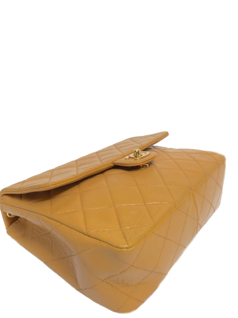 Quilted Leather Small Flap Bag Yellow-designer resale
