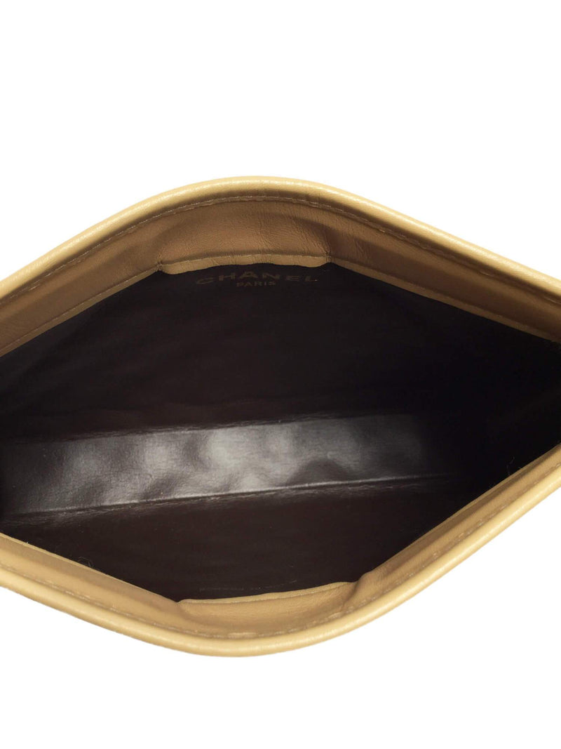 Quilted Leather Vintage CC Clutch Beige-designer resale