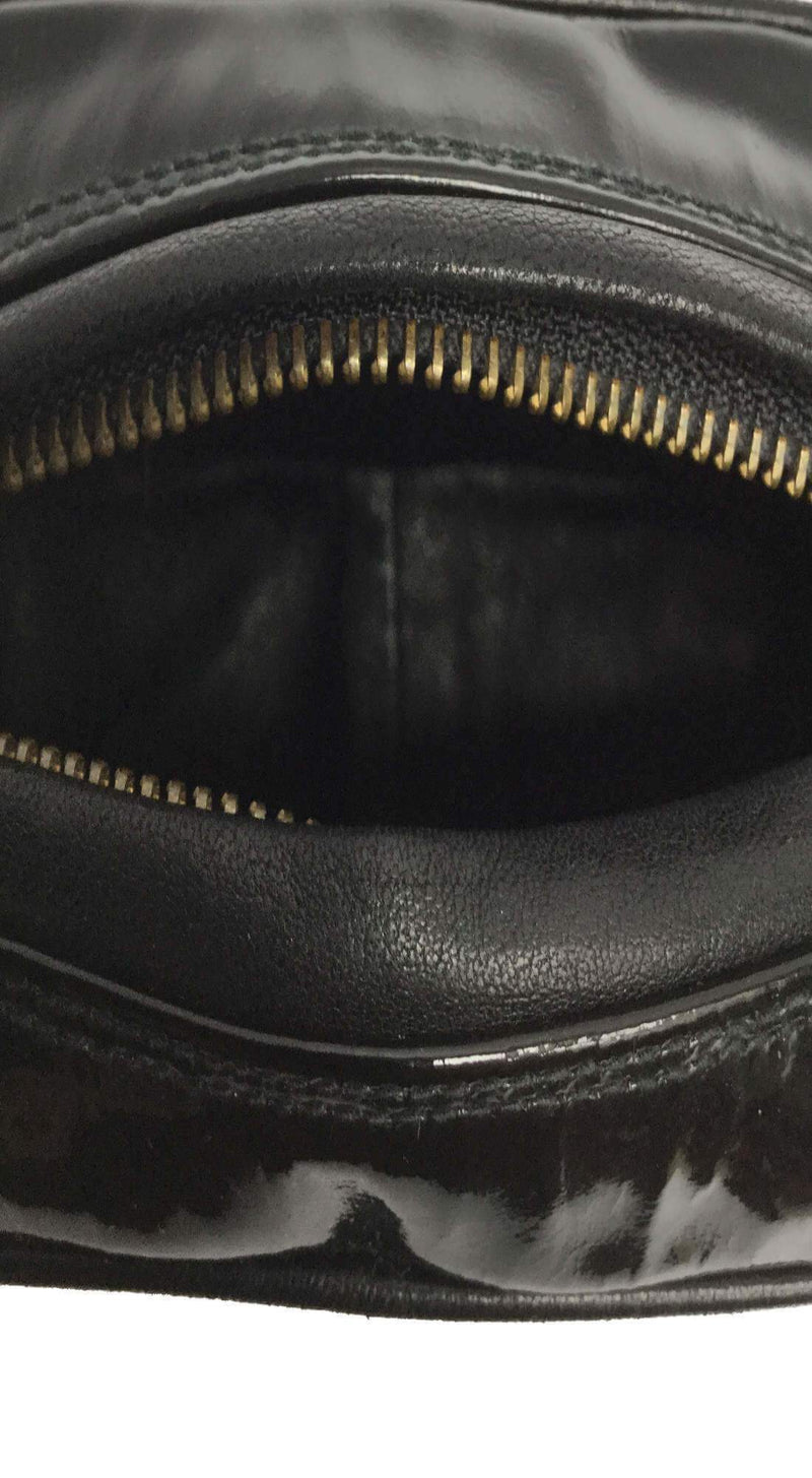 Quilted Patent Leather CC Camera Bag Tassel Black-designer resale