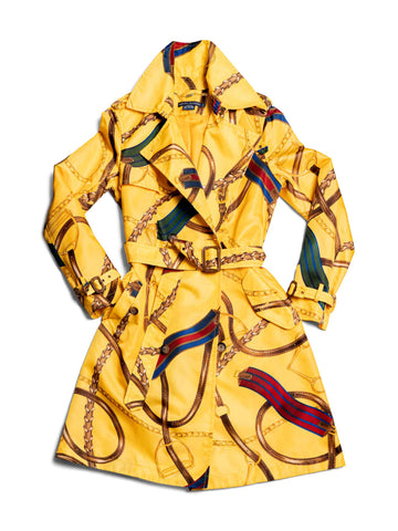 Ralph Lauren Equestrian Belted Waterproof Trench Coat Yellow-designer resale