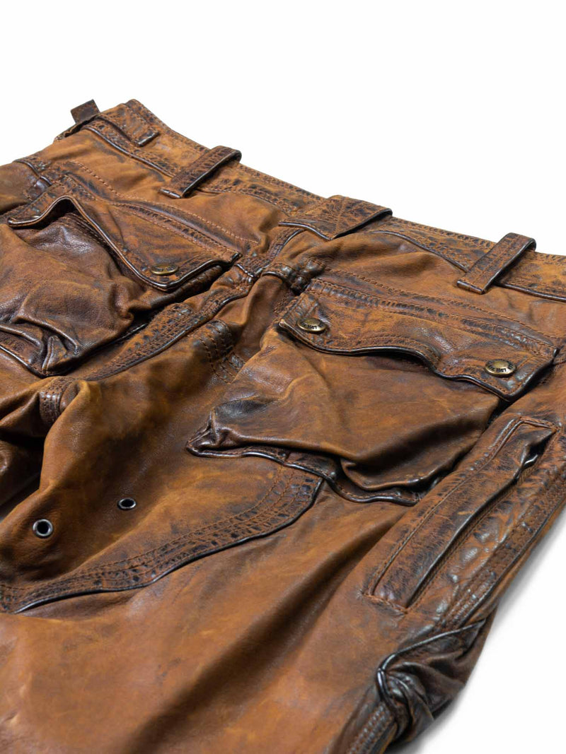Ralph Lauren Leather Cargo Pants Brown-designer resale