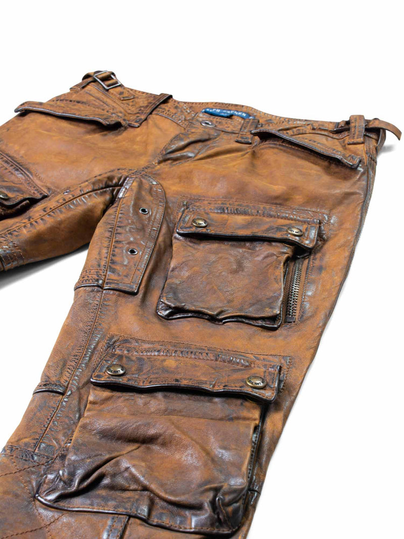 Ralph Lauren Leather Cargo Pants Brown-designer resale