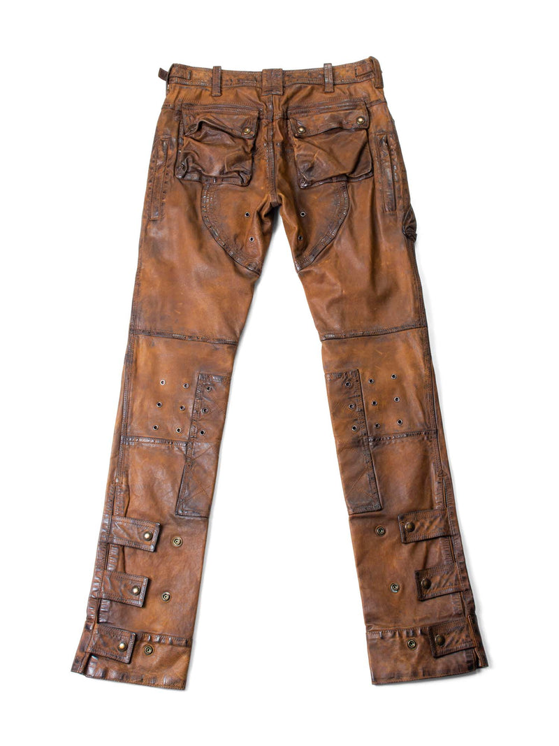 Ralph Lauren Leather Cargo Pants Brown-designer resale