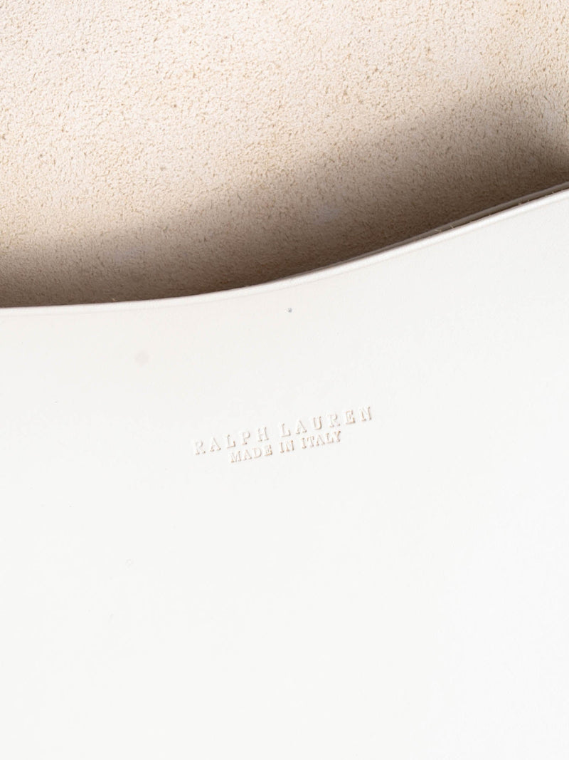 Ralph Lauren Runway Leather Saddle Messenger Bag Ivory Black-designer resale
