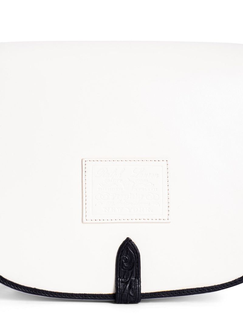Ralph Lauren Runway Leather Saddle Messenger Bag Ivory Black-designer resale