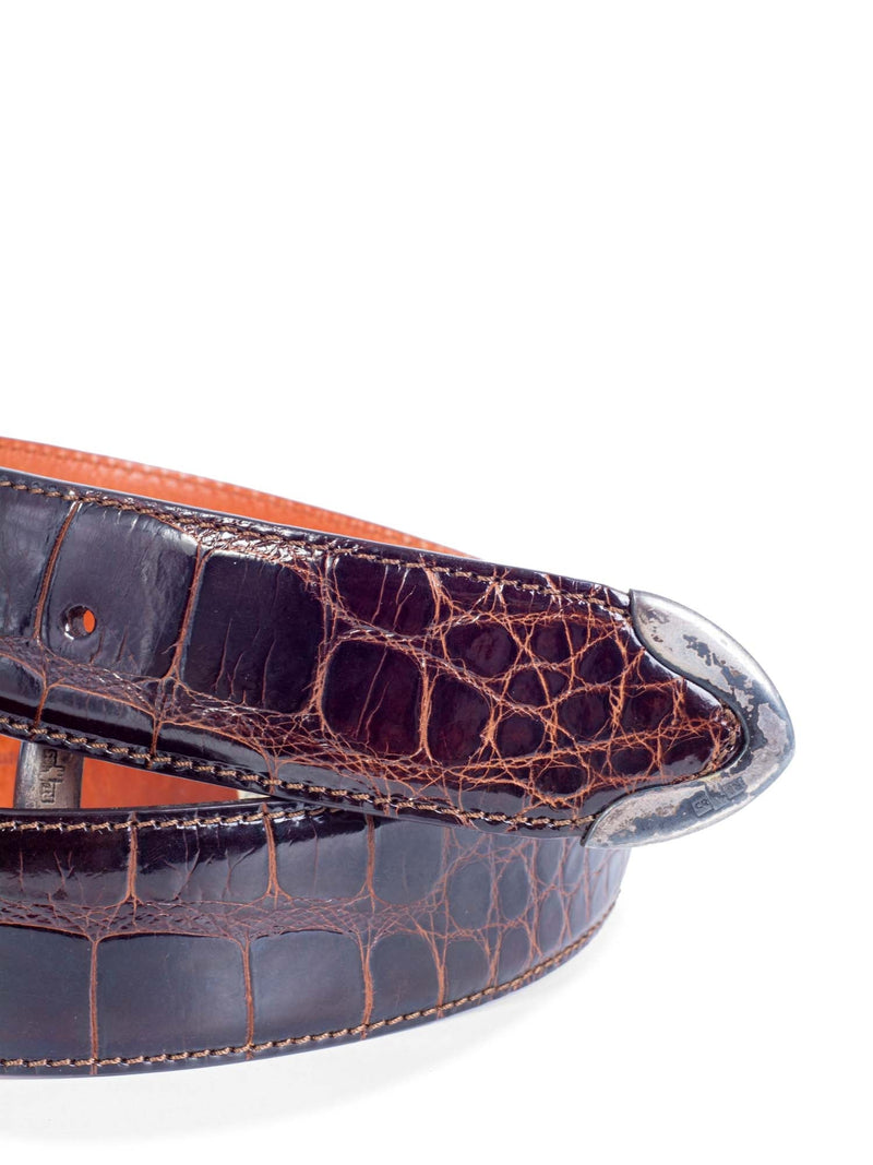 Ralph Lauren Shiny Alligator Belt Brown-designer resale
