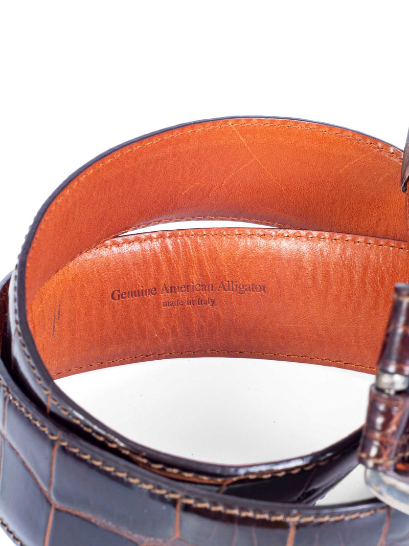 Ralph Lauren Shiny Alligator Belt Brown-designer resale