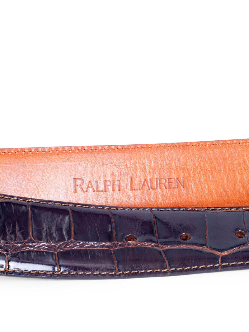 Ralph Lauren Shiny Alligator Belt Brown-designer resale