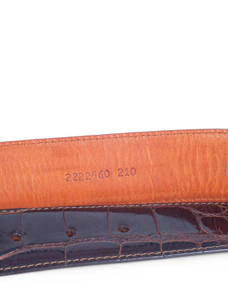 Ralph Lauren Shiny Alligator Belt Brown-designer resale