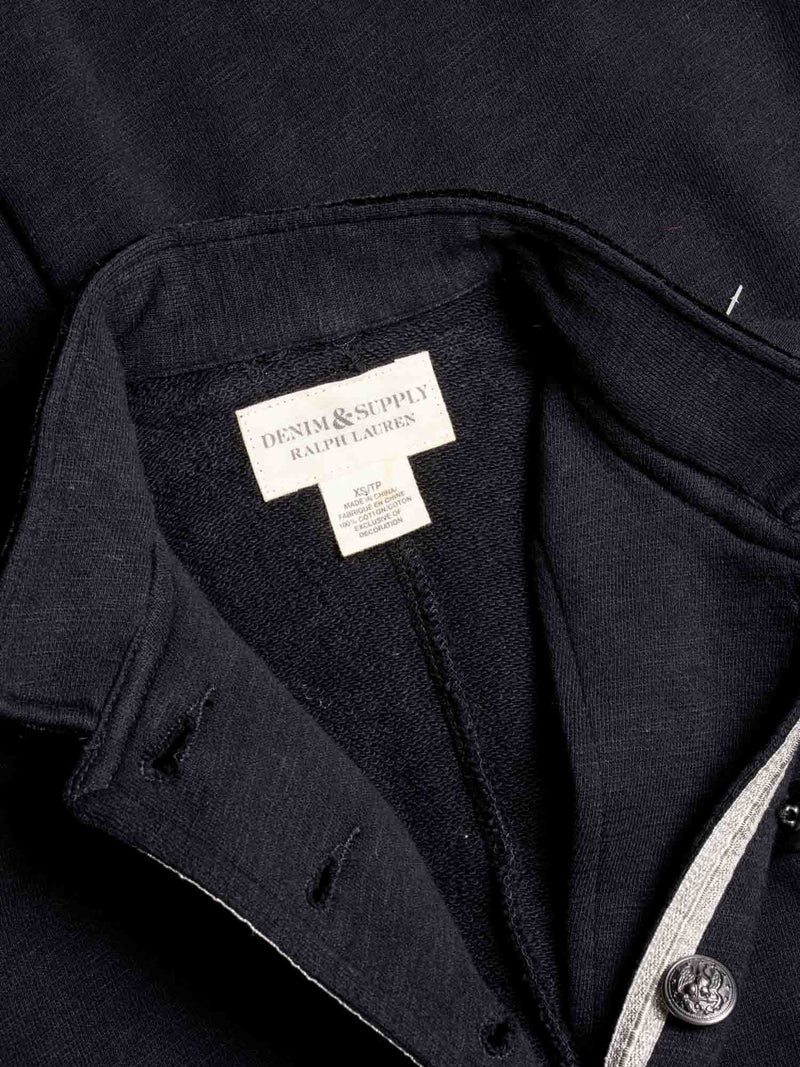 Ralph Lauren Velvet Brocade Military Jacket Black Silver-designer resale