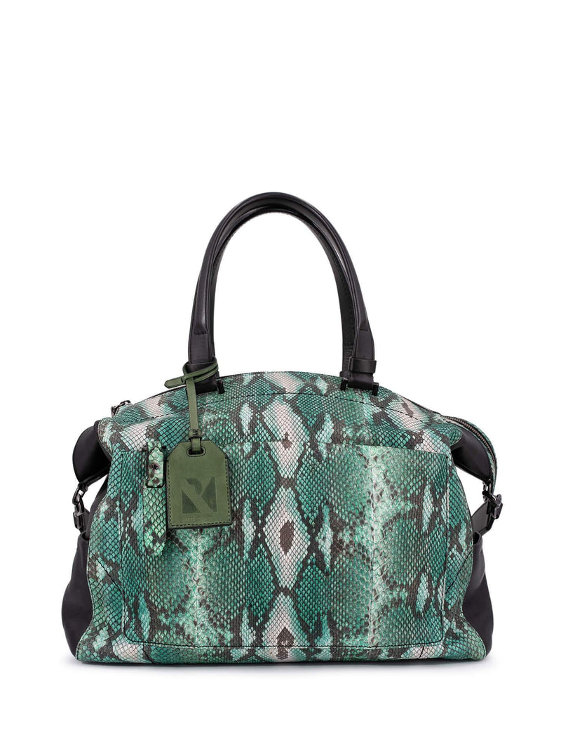 Reed Krakoff Snakeskin Large Duffle Bag Green-designer resale
