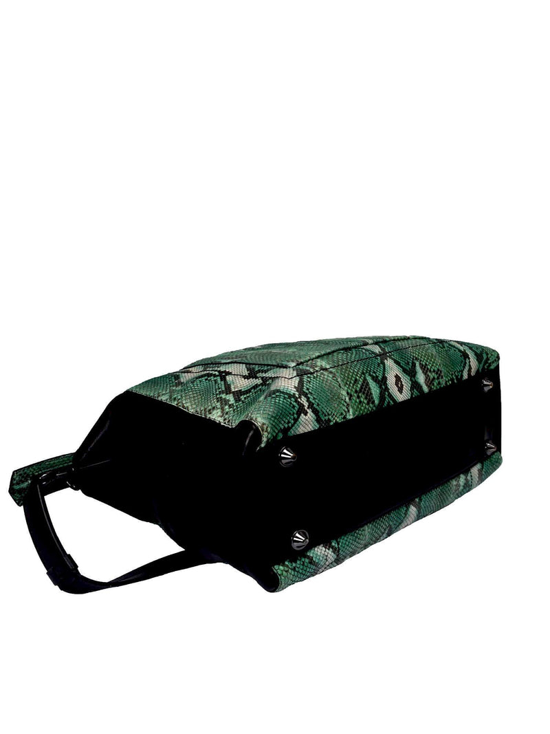 Reed Krakoff Snakeskin Large Duffle Bag Green-designer resale