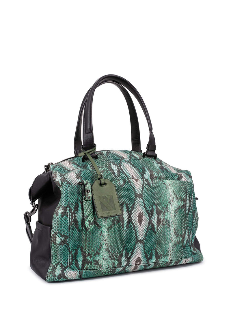 Reed Krakoff Snakeskin Large Duffle Bag Green-designer resale