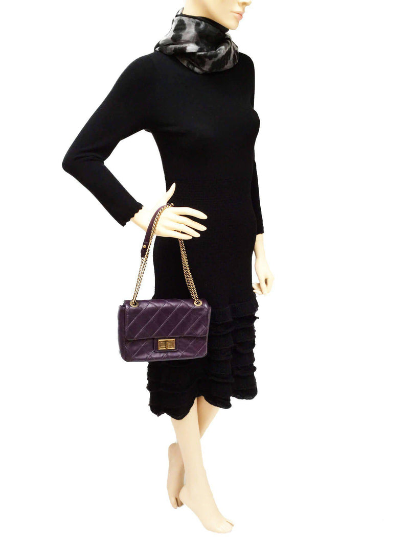 Reissue Mini Flap Bag in Purple Leather Gold Hardware-designer resale