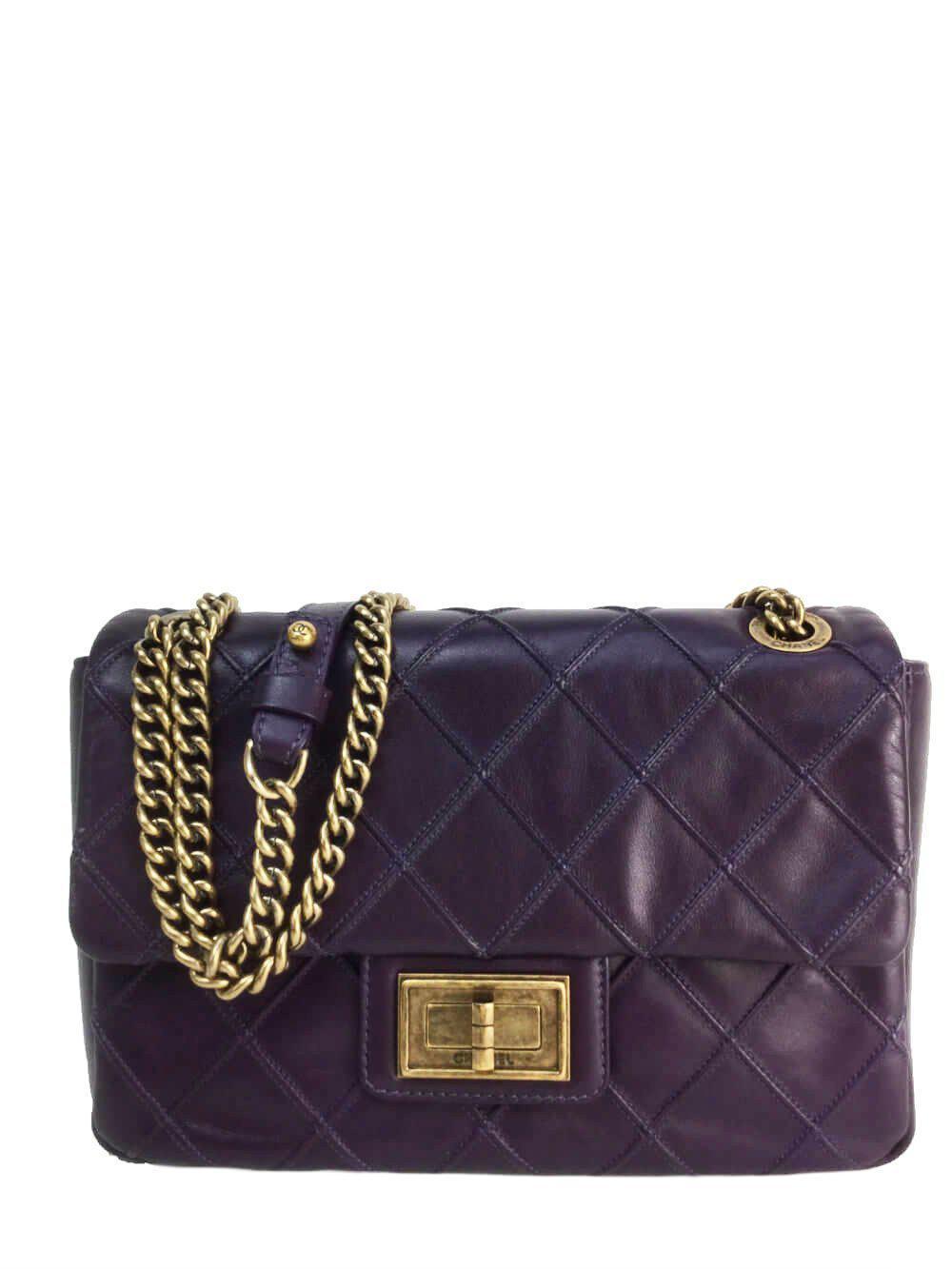 Reissue Mini Flap Bag in Purple Leather Gold Hardware-designer resale